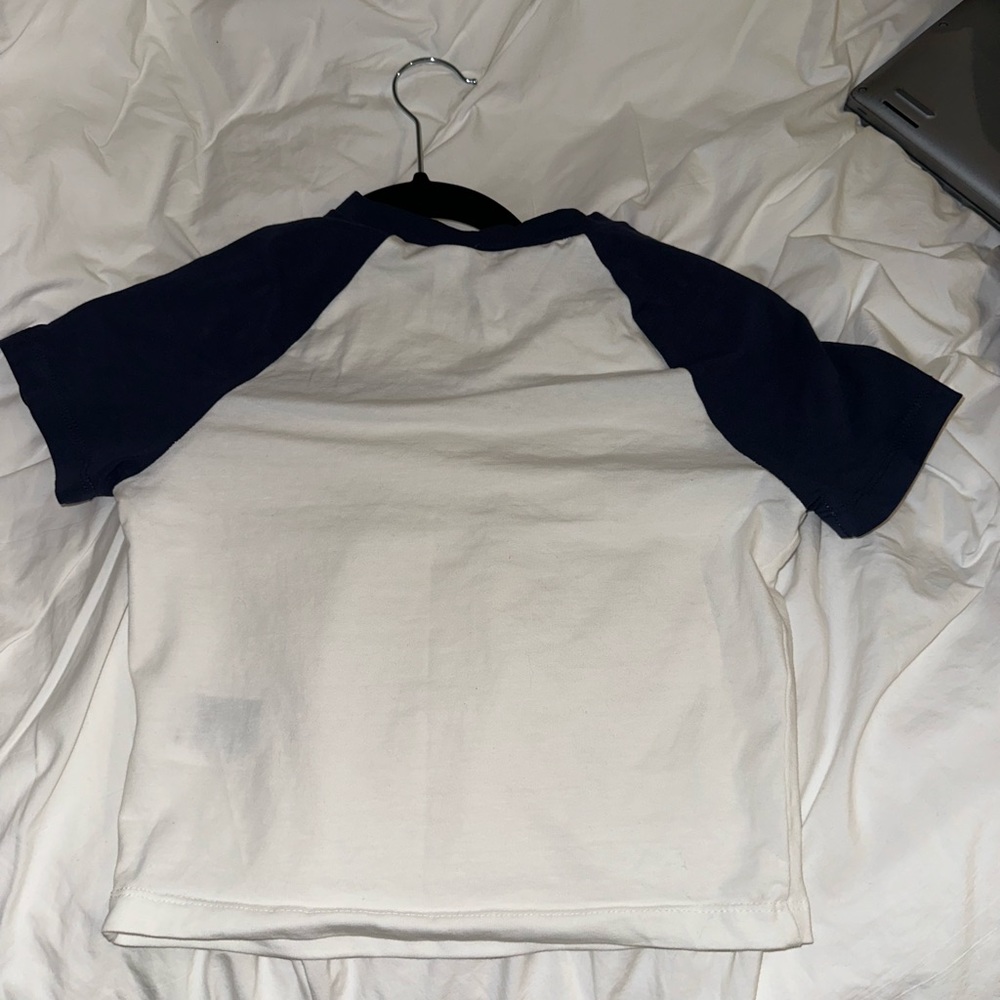 White and navy short sleeve tee from H&M